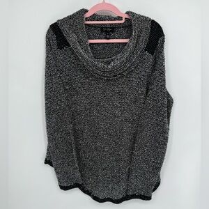 Jessica Simpson Women's Black + Gray Cowl Neck Sweater Size XL